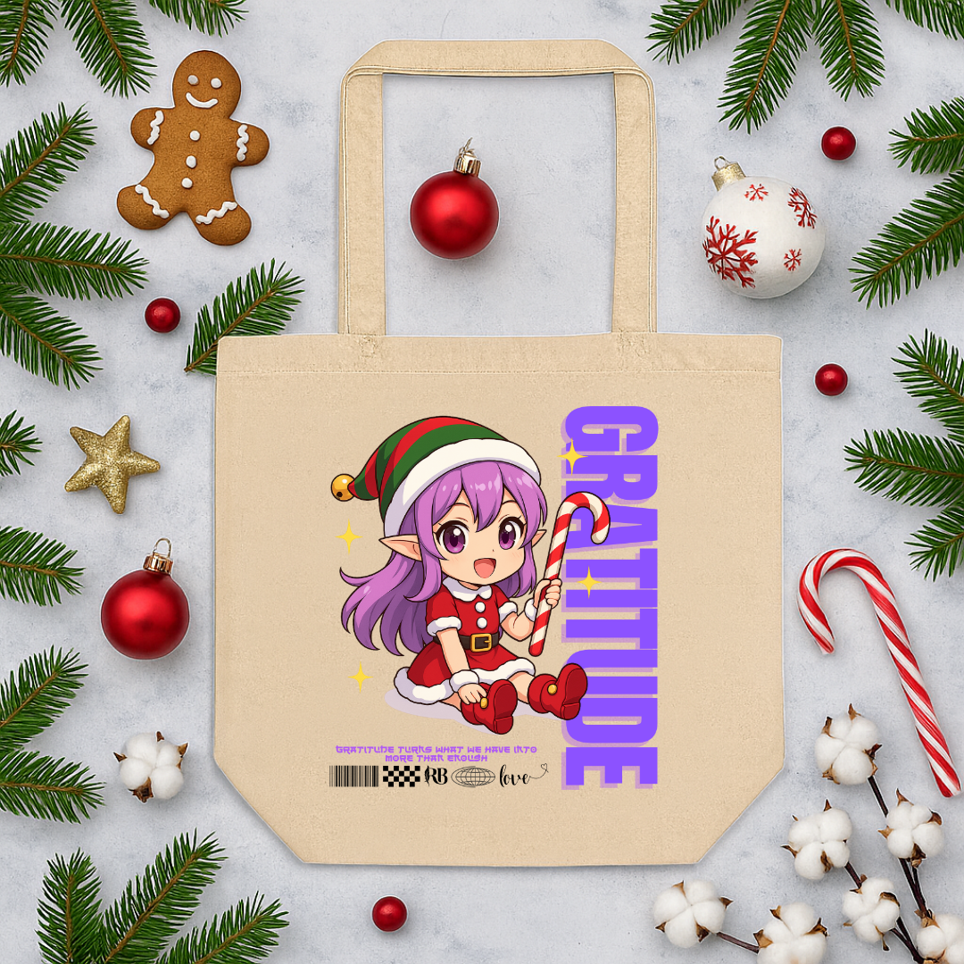 "Gratitude"- Black | Eco Tote Bag