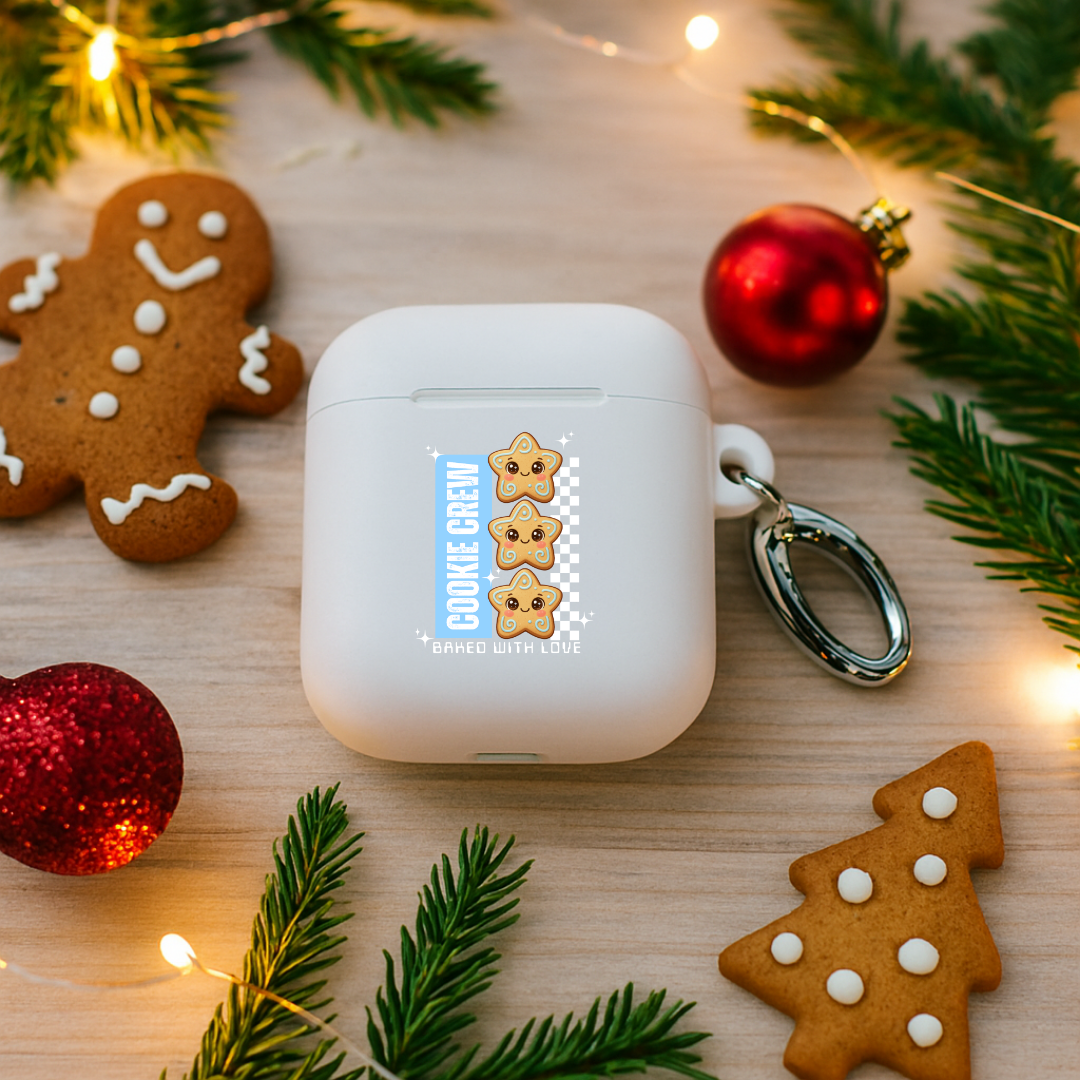&quot;Cookie Crew, Baked With Love&quot;- Blue | Rubber Case for AirPods