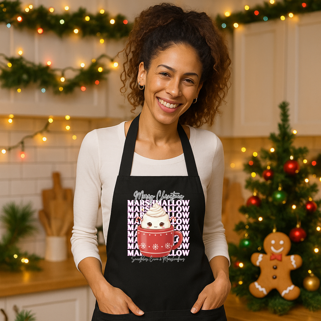 "Marshmallow, Merry Christmas..." | Organic cotton apron | – RB Designa Co