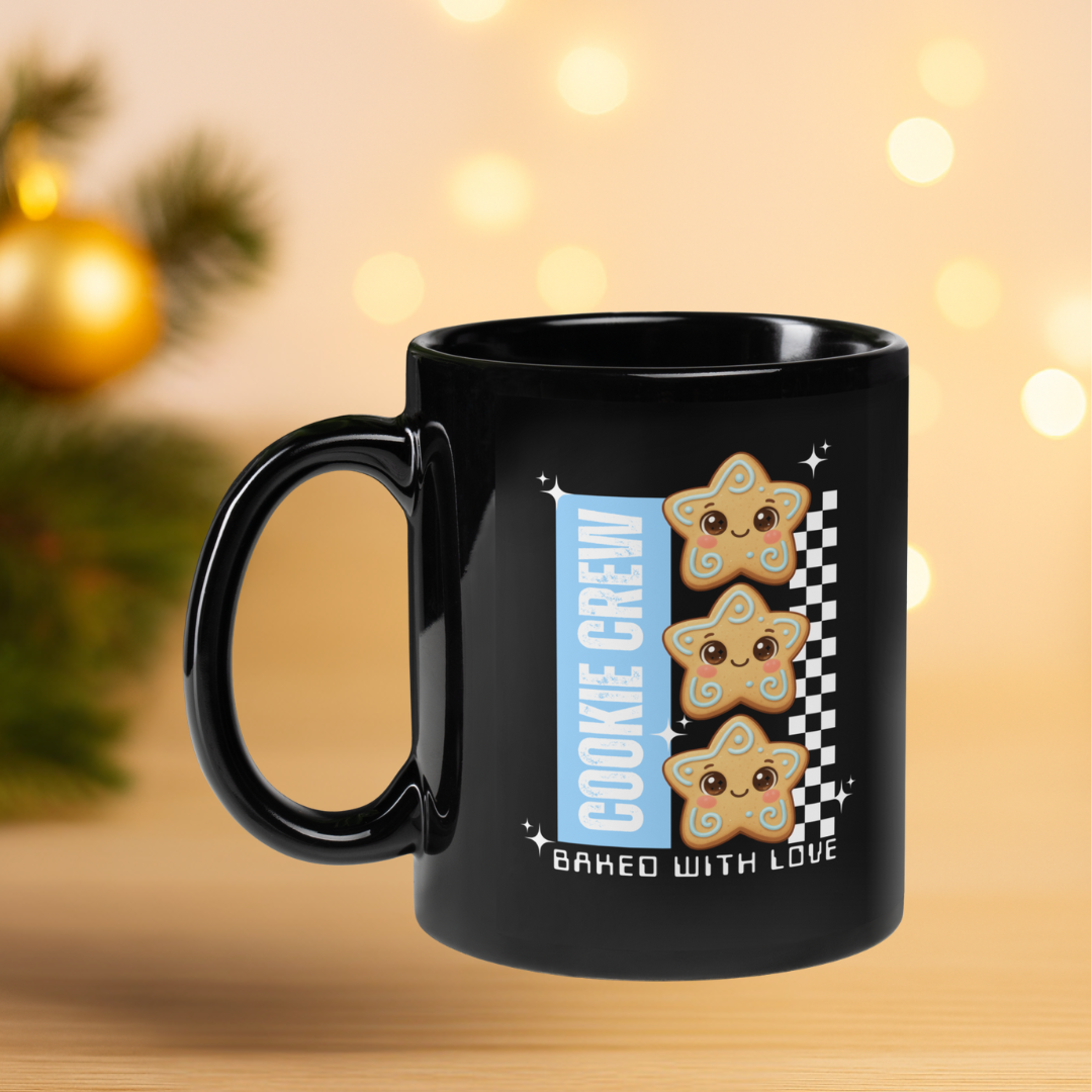 &quot;Cookie Crew, Baked With Love&quot;- Blue | Black Glossy Mug