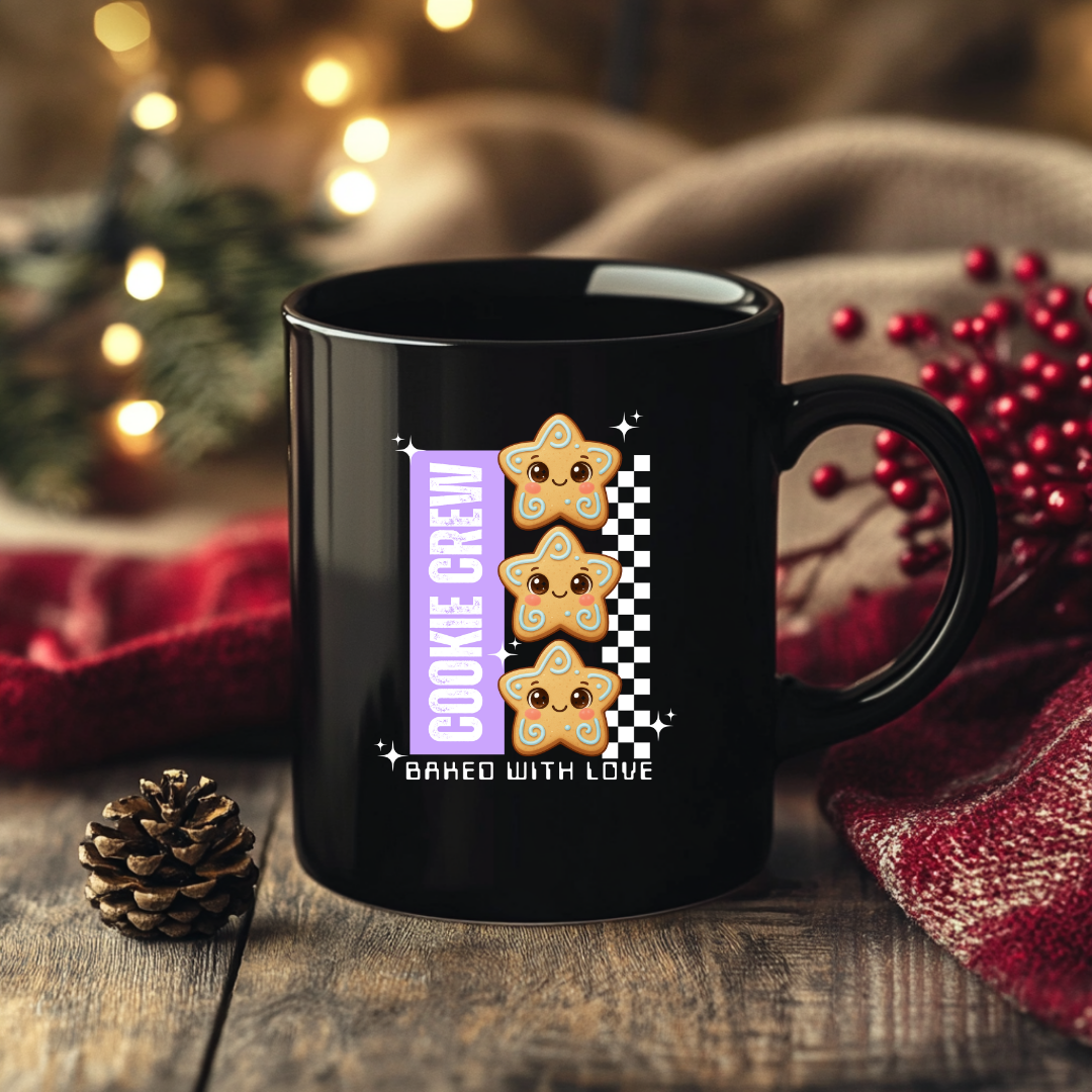 &quot;Cookie Crew, Baked With Love&quot;- Purple | Black Glossy Mug