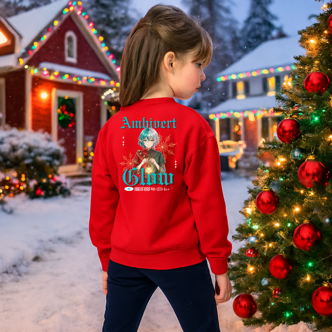 "Ambivert Glow"- White | Youth Sweatshirt