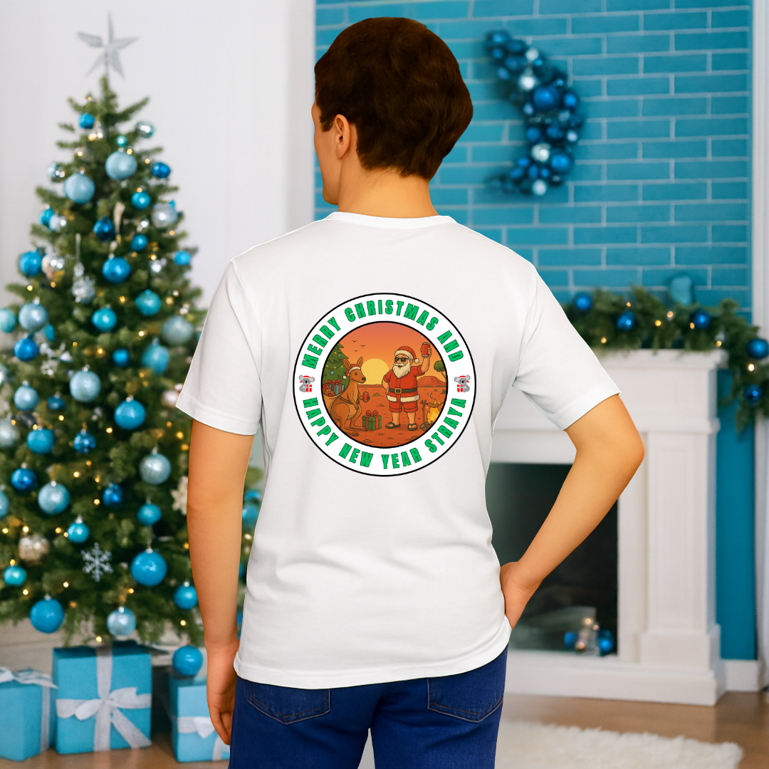 "Merry Christmas and Happy New Year Straya"- White | Adults t-shirt