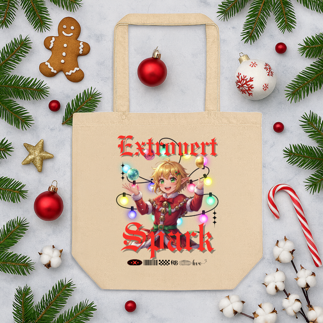 &quot;Extrovert Spark&quot;- Black | Eco Tote Bag | Eco Tote Bag