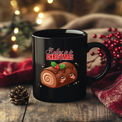 &quot;Rolling in to Christmas&quot; | Black Glossy Mug