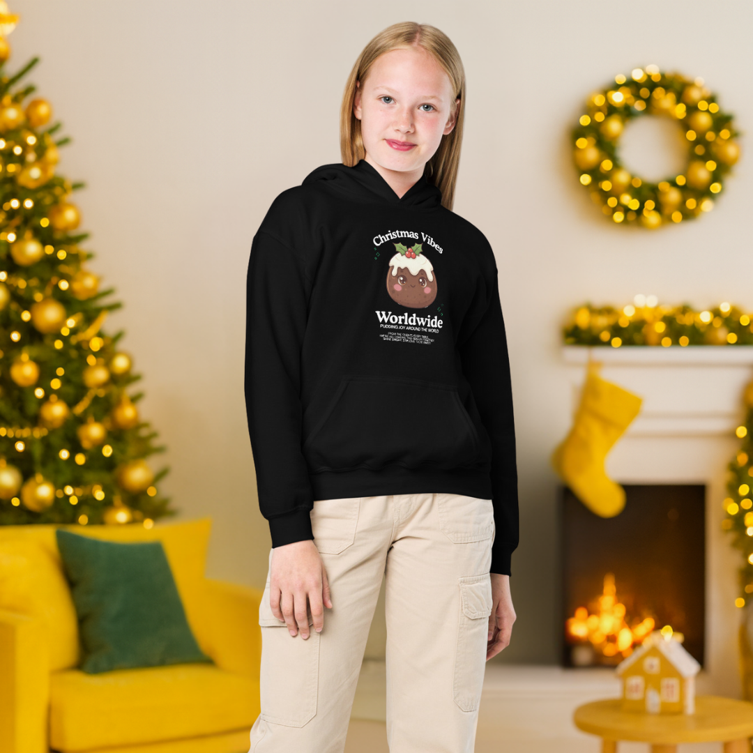 "Christmas Vibes Worldwide..."- Black | Youth Hoodie