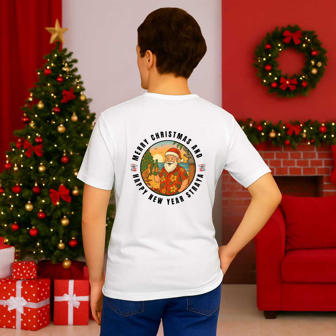 "Merry Christmas and Happy New Year Straya"- Black | Adults t-shirt