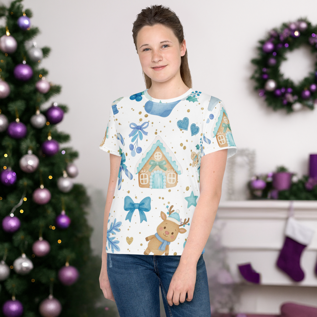 "Sweet Blue Holiday" | Youth crew neck t-shirt