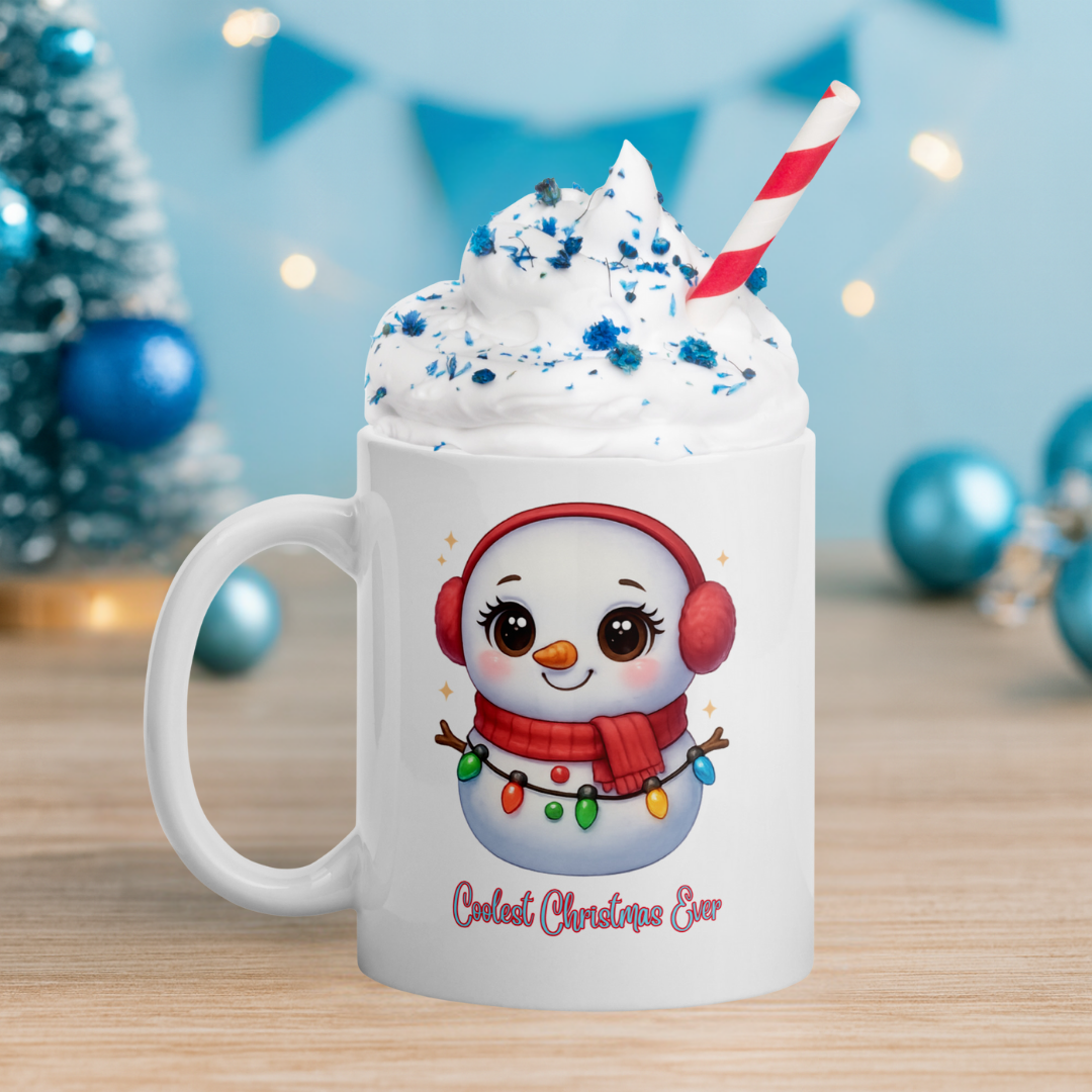 Chibi Snowman Scarf Kids White Mug