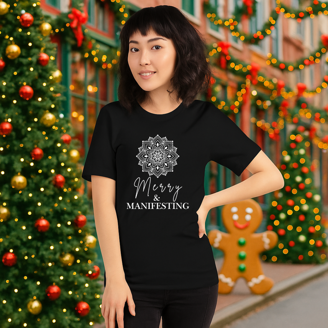 &quot;Merry and Manifesting&quot;- White | Adults t-shirt