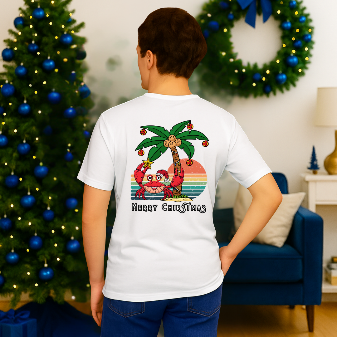 &quot;Merry Christmas&quot; Crab and Star | Adults t-shirt