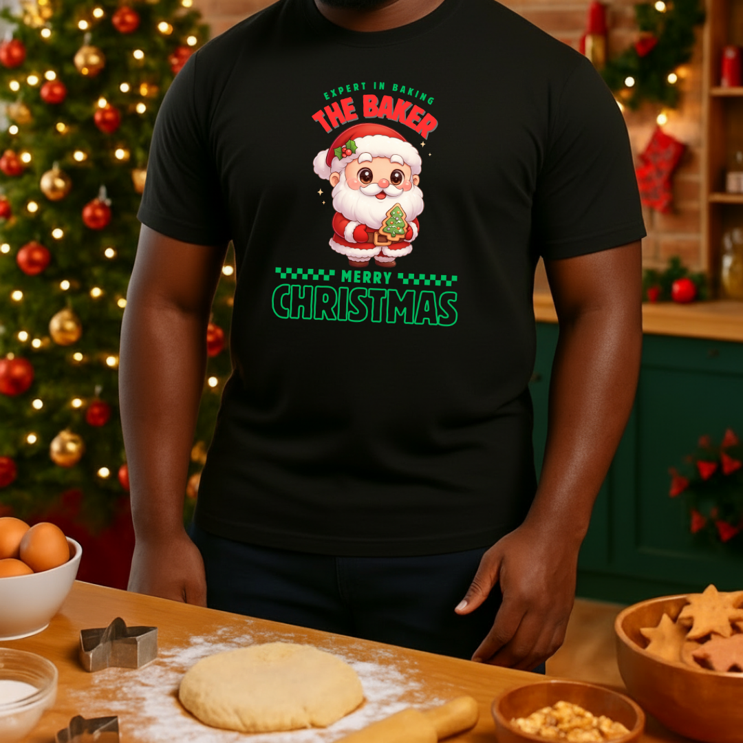 &quot;Expert In Baking: Santa Baker- Green and Red&quot; | Adults T-Shirt