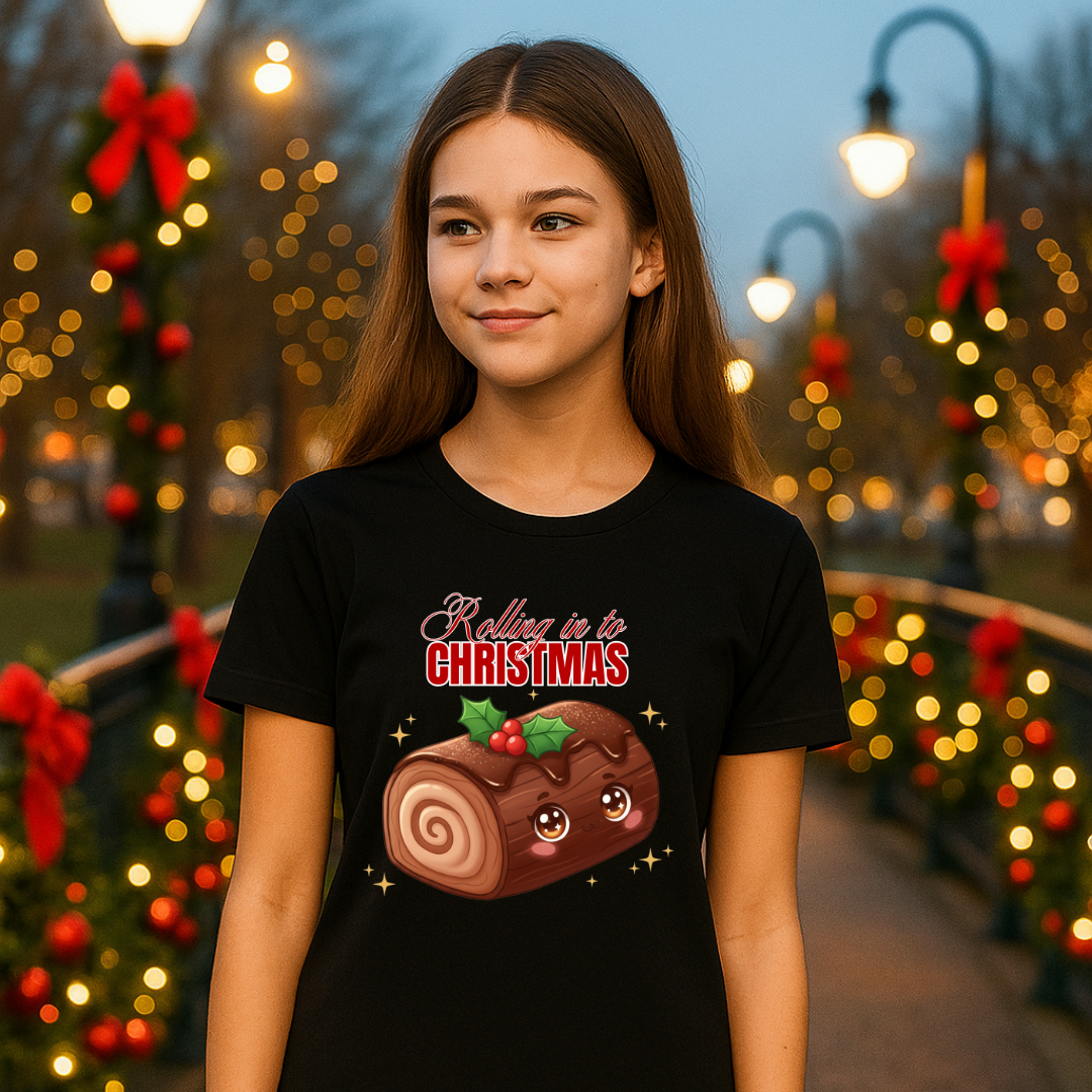 &quot;Rolling in to Christmas&quot;- Black | Youth Short Sleeve T-Shirt | – RB Designa Co