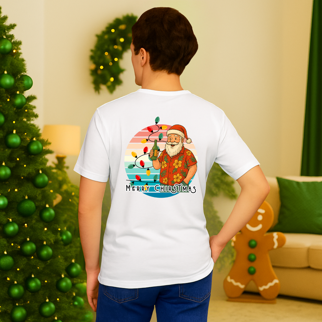 "Merry Christmas" Drinking Santa | Adults t-shirt