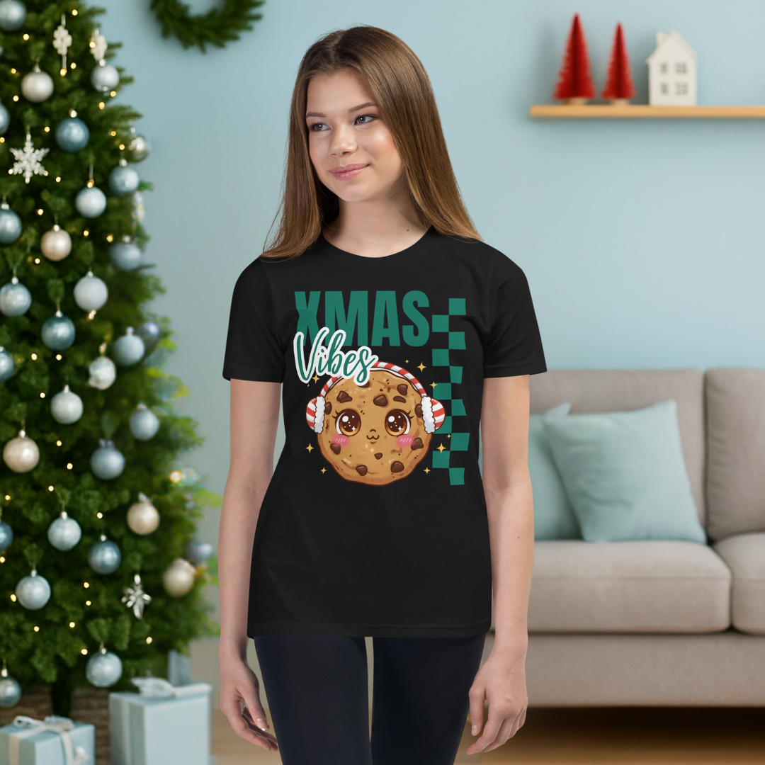 Xmas Vibes Cookie – Green | Youth Short Sleeve T-Shirt