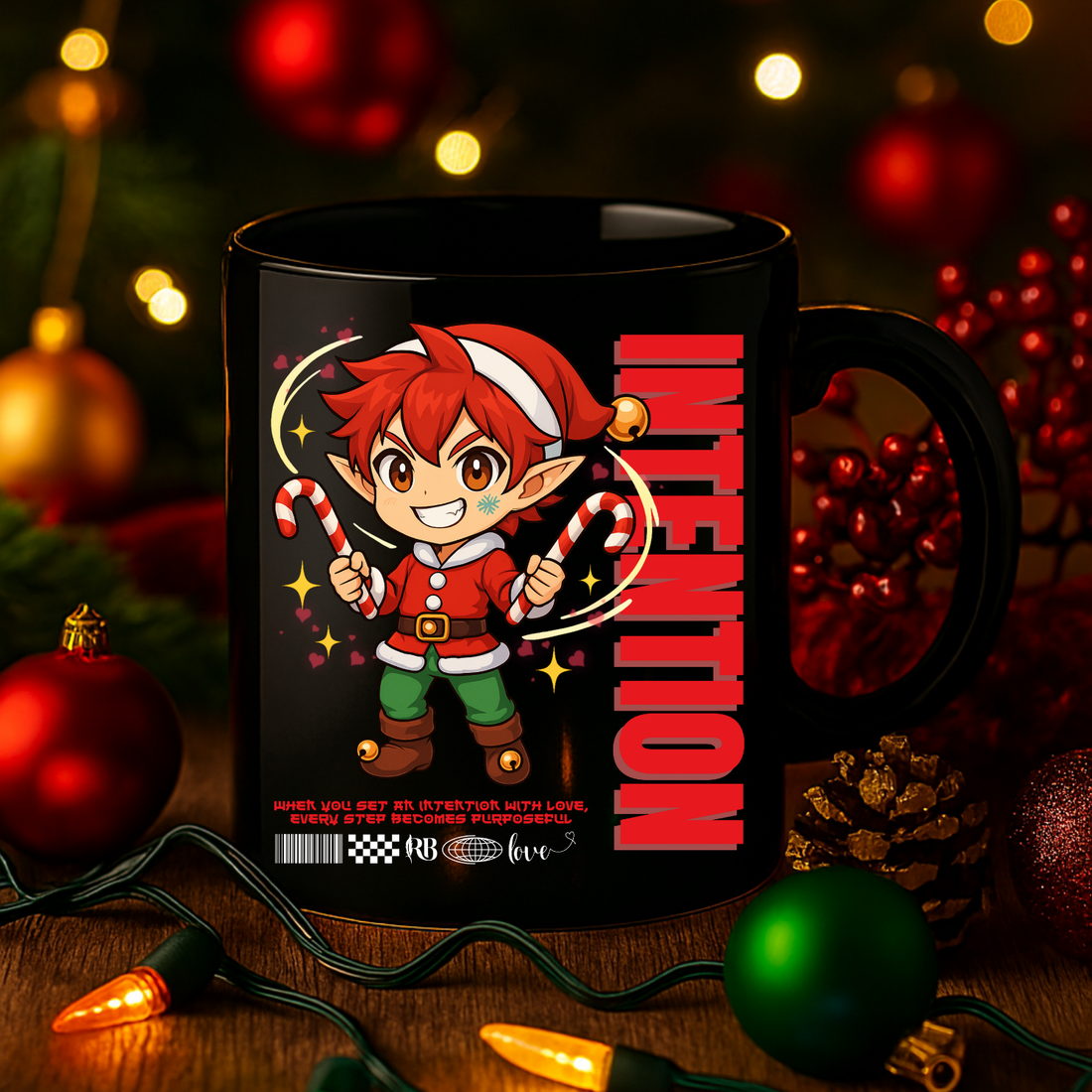 &quot;Intention&quot; | Black Glossy Mug