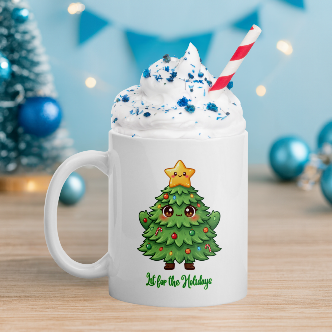 Star Topped Christmas Tree Kids White Mug