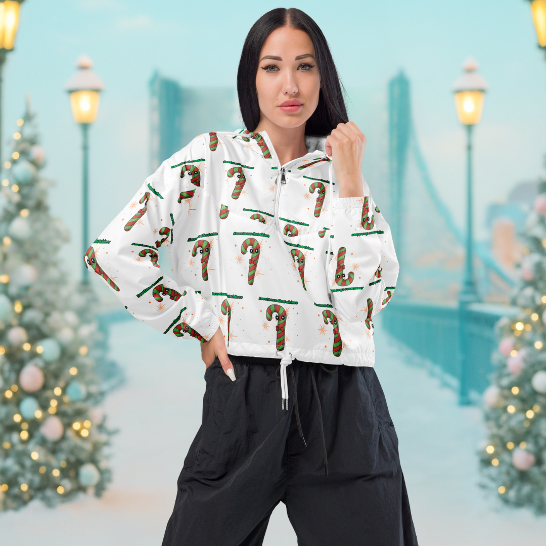 &quot;Sweetness That Shines&quot;- Black | Women’s cropped windbreaker