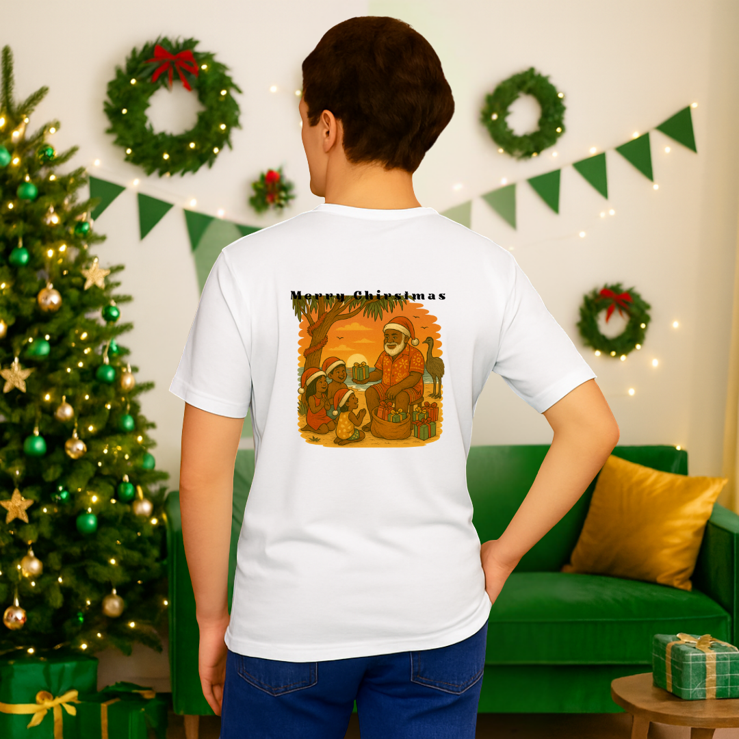 "Merry Christmas" Santa and Children in the Outback | Adults t-shirt