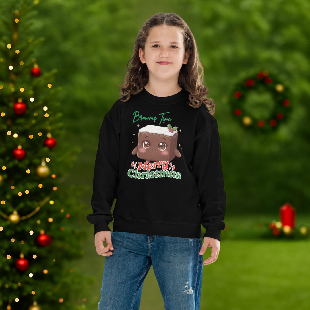 &quot;Brownie Time, Merry Christmas&quot;- Green | Youth Sweatshirt