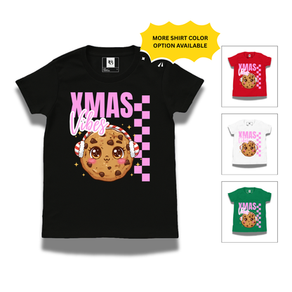 Xmas Vibes Cookie -Pink | Youth Short Sleeve T-Shirt | – RB Designa Co