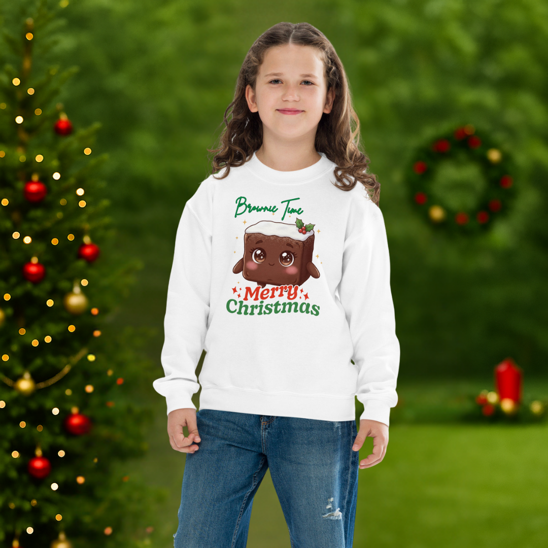 "Brownie Time, Merry Christmas"- Green | Youth Sweatshirt