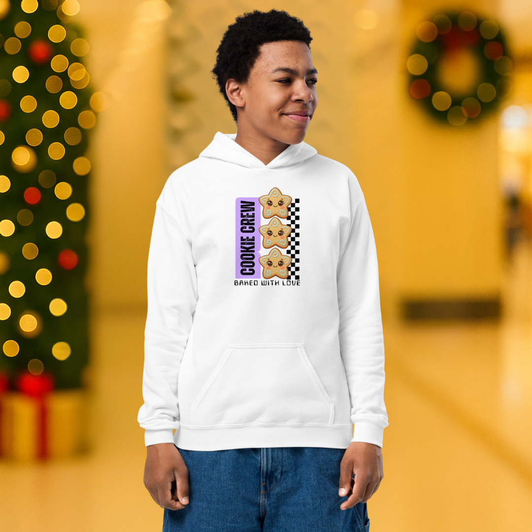 &quot;Cookie Crew, Baked With Love&quot;- Black in Purple | Youth Hoodie