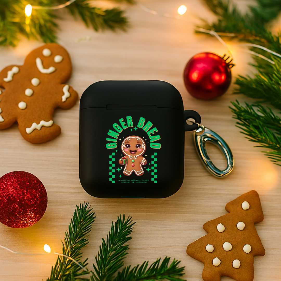Gingerbread Joy–  Green | Rubber Case for AirPods