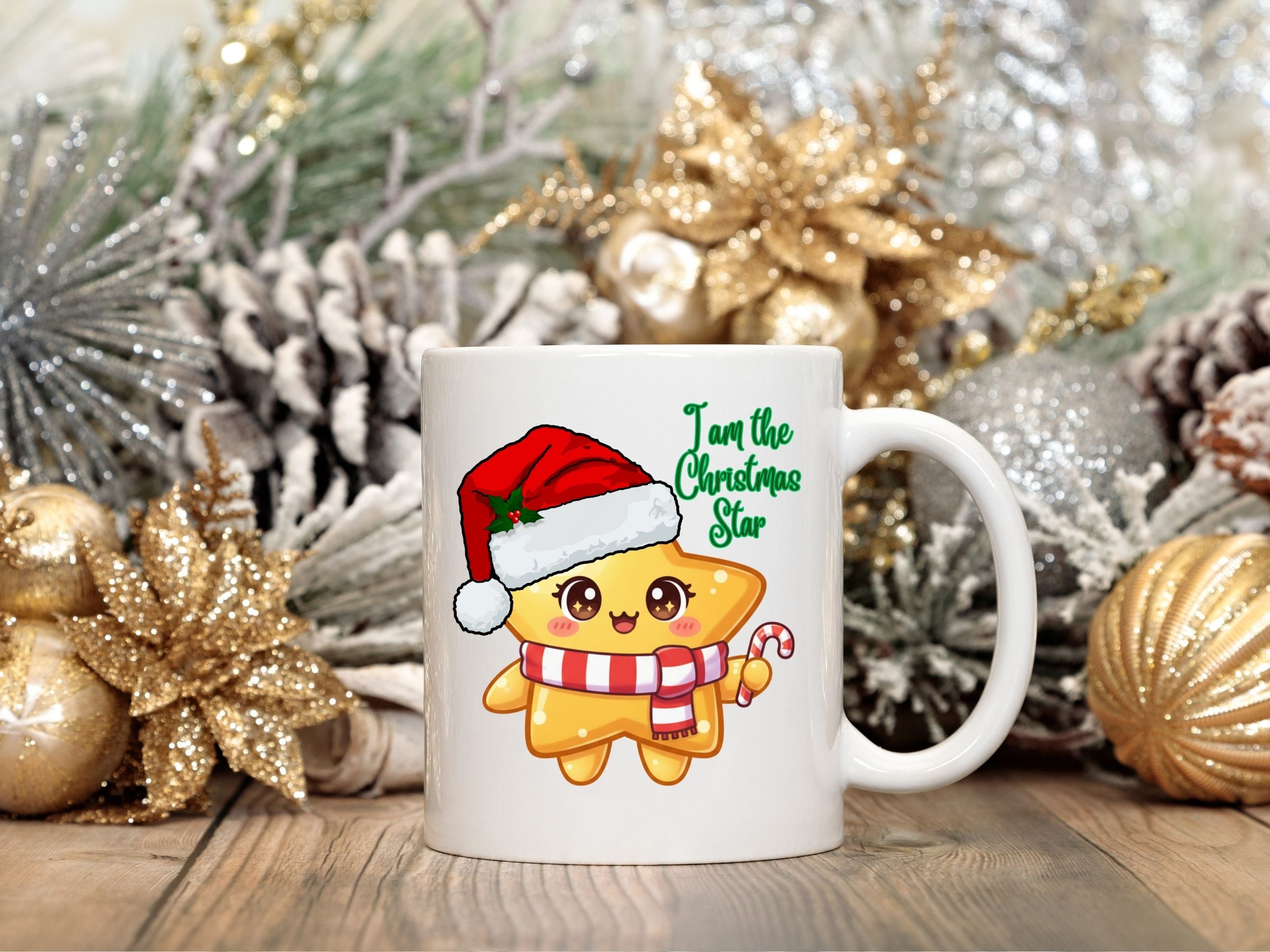 Santa Hat Star Kids White Mug