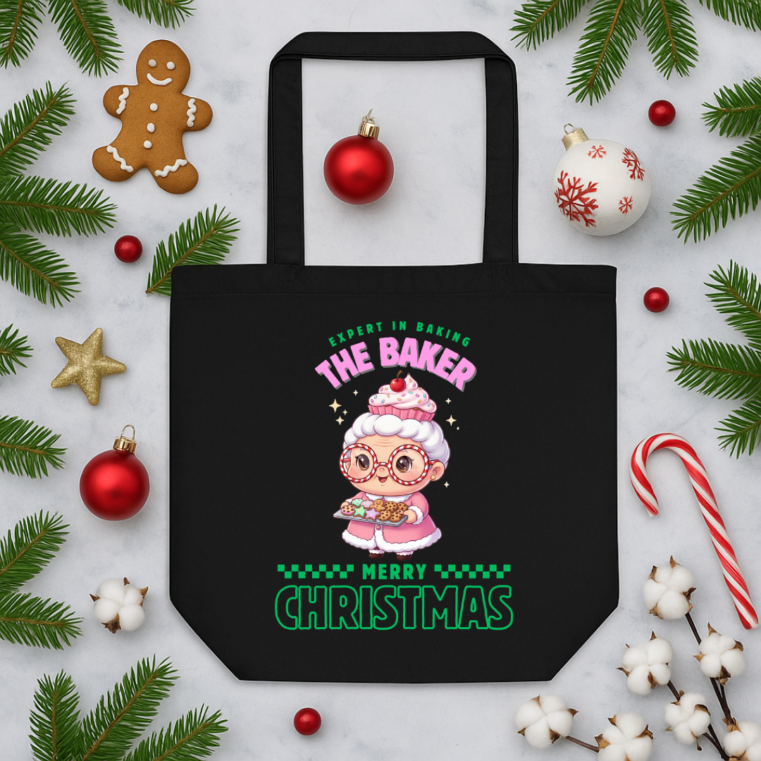 Expert in Baking: The Grandma Baker- Green and Pink  | Eco Tote Bag
