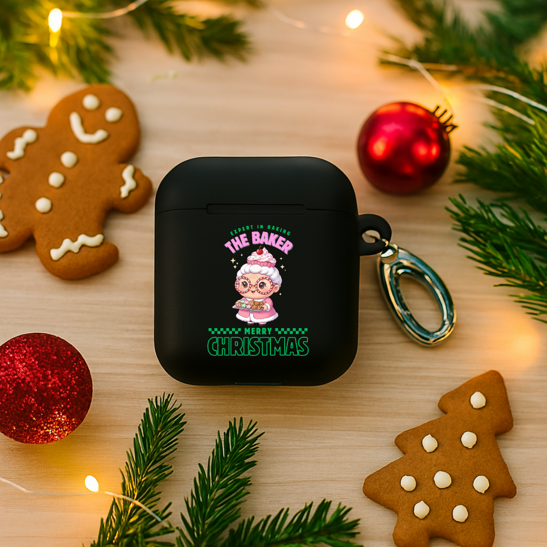 Expert in Baking: The Grandma Baker- Green and Pink | Rubber Case for AirPods