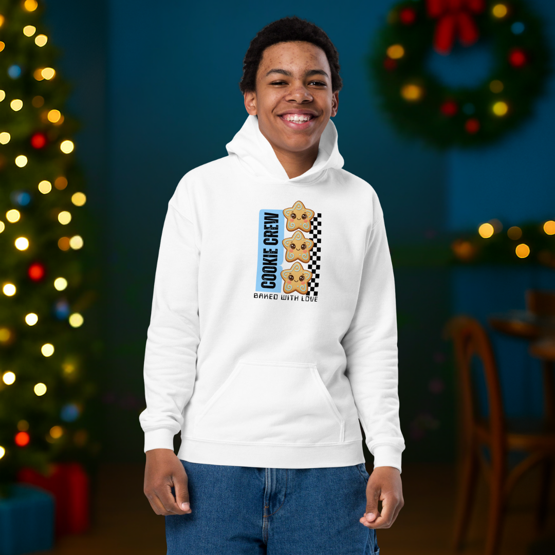 &quot;Cookie Crew, Baked With Love&quot;- Blue in Black | Youth Hoodie