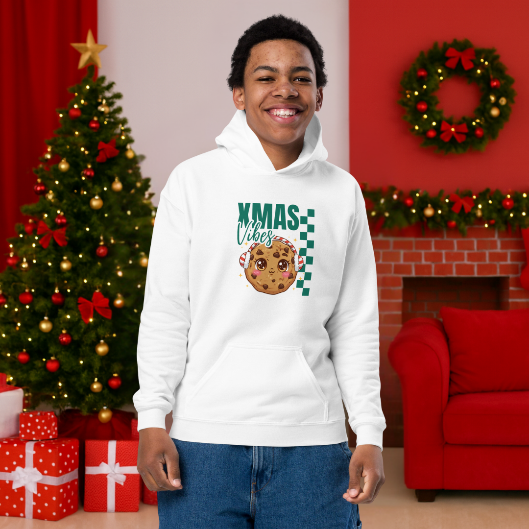 &quot;Xmas Vibes Cookie&quot;- Green | Youth Hoodie
