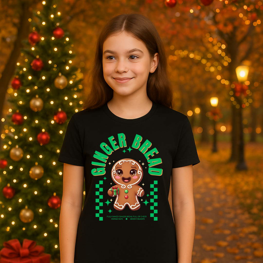 Gingerbread Joy- Green | Youth Short Sleeve T-Shirt | – RB Designa Co