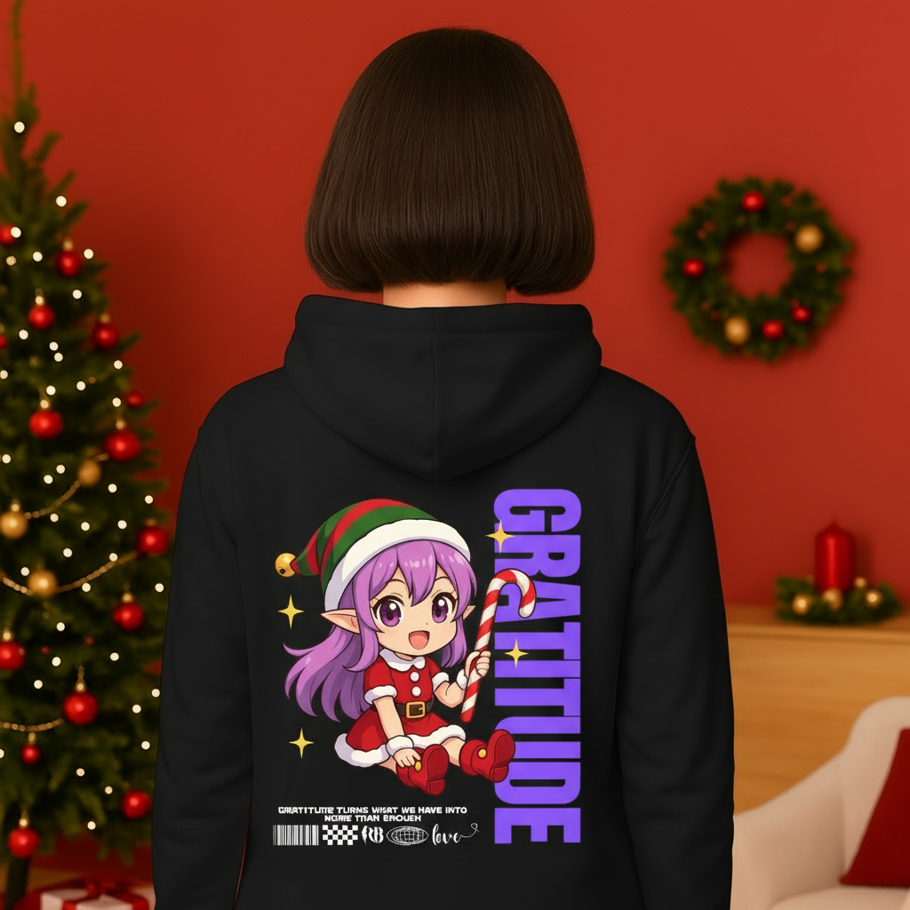 &quot;Gratitude&quot;- Black | Youth Hoodie