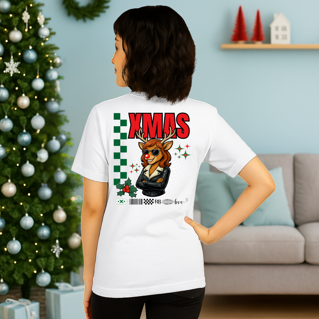 &quot;Xmas Female Reindeer&quot;- Black | Adults t-shirt