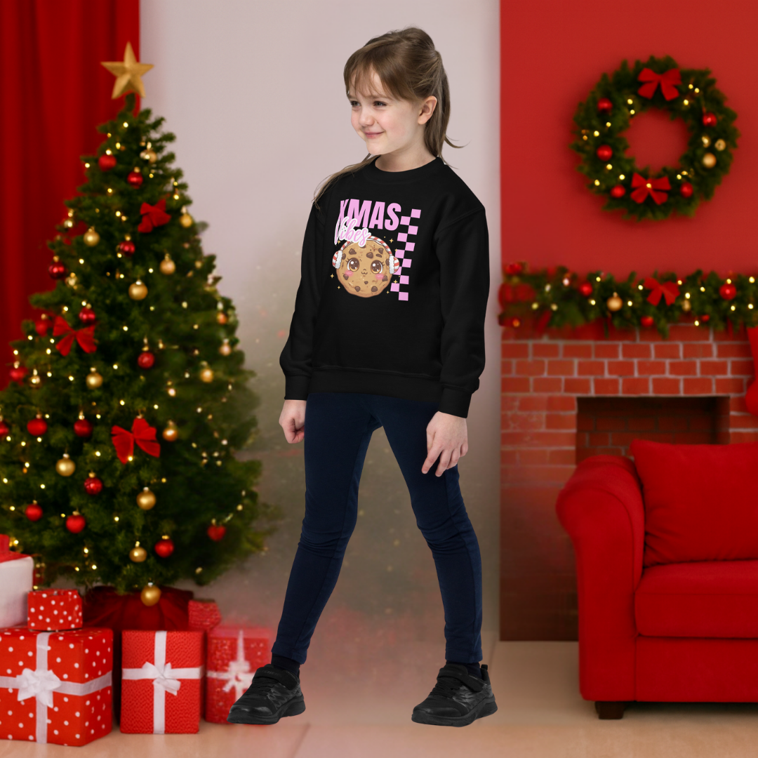"Xmas Vibes"- Pink | Youth Sweatshirt