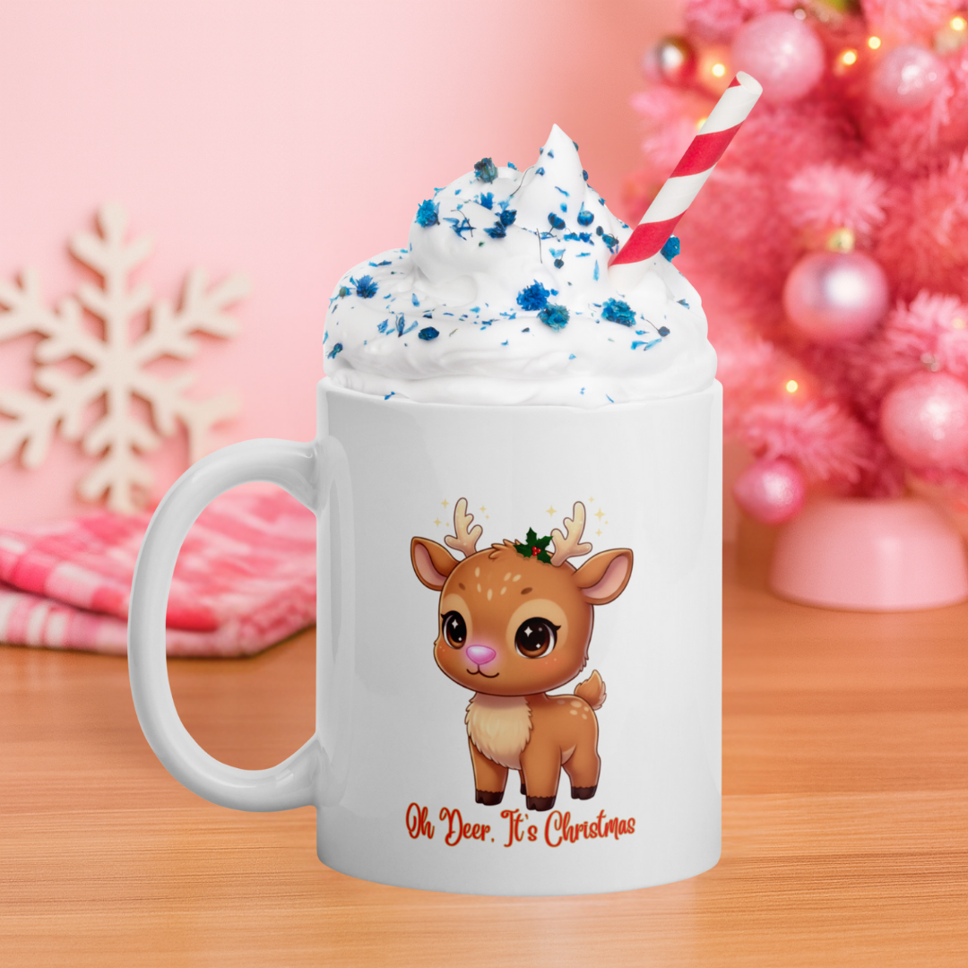 Tiny Reindeer Antlers Kids White Mug