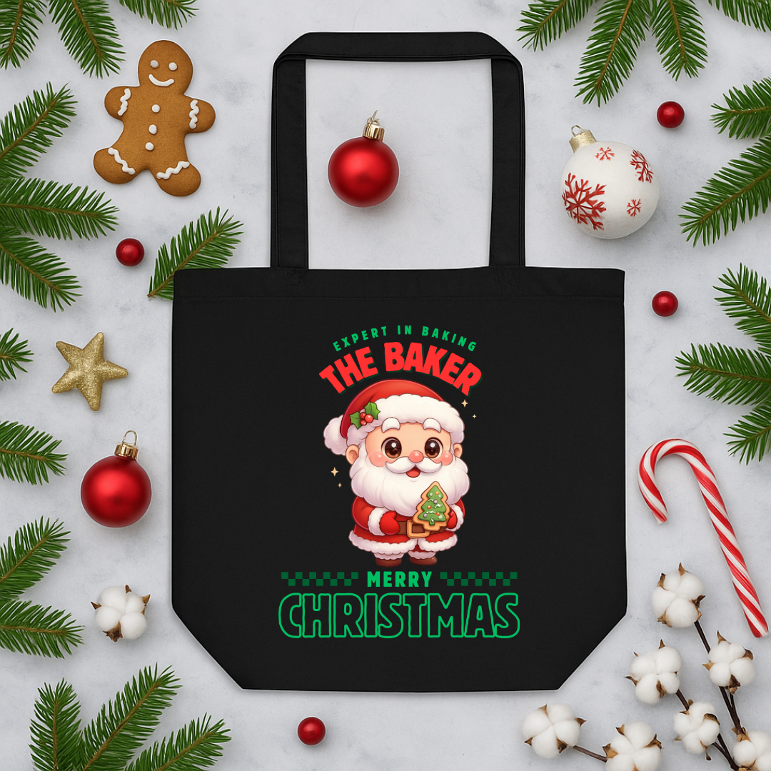 Expert in Baking: The Santa Baker- Green and Red | Eco Tote Bag
