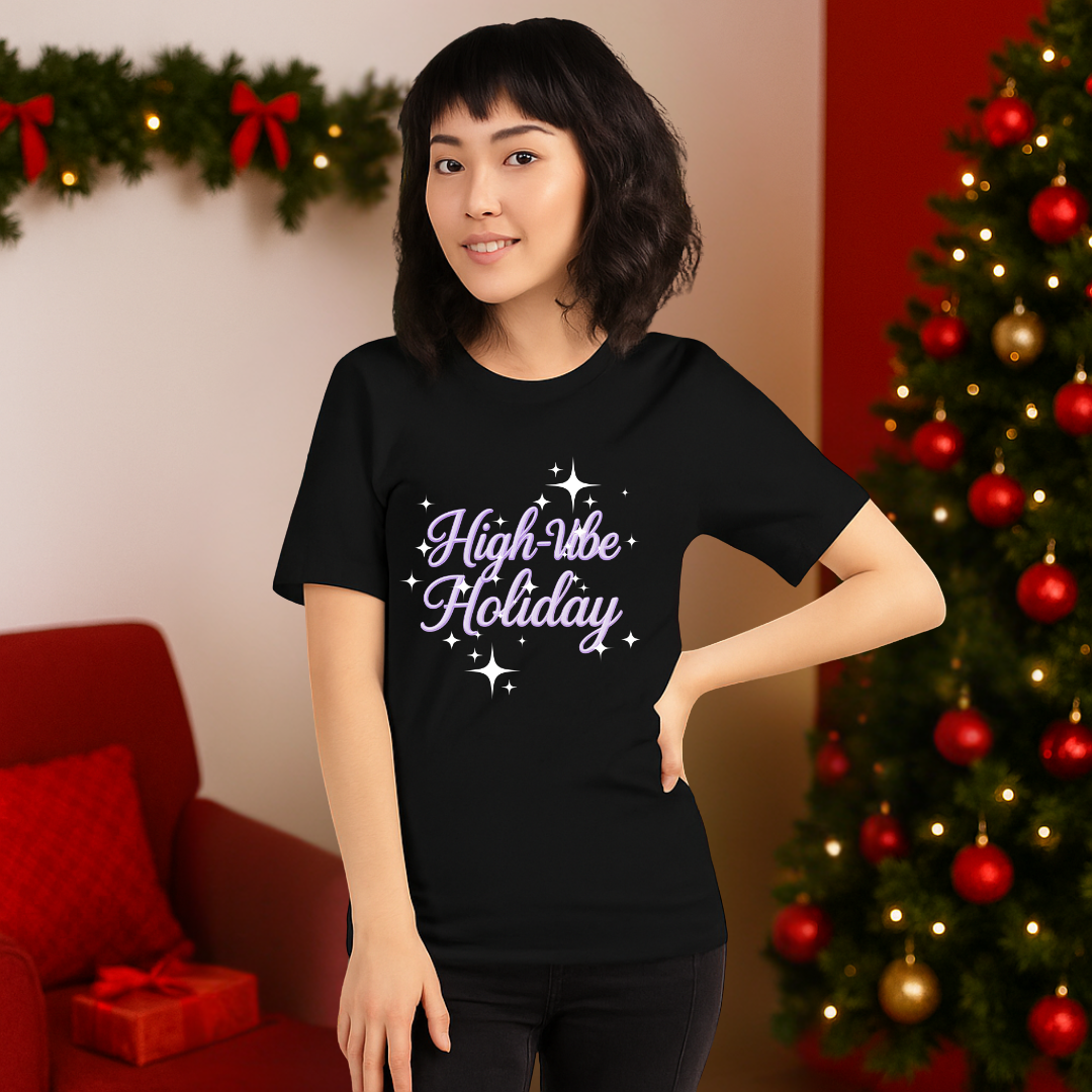 "High- Vibe Holiday"- White | Adults t-shirt