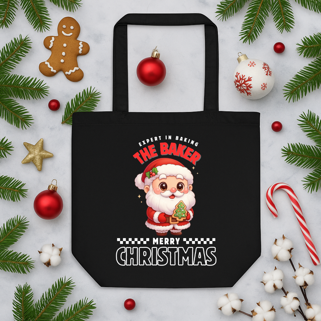 Expert in Baking: The Santa Baker- White and Red | Eco Tote Bag