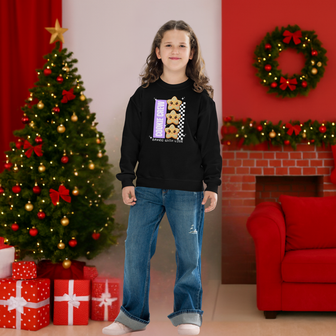 &quot;Cookie Crew, Baked With Love&quot;- Black in Purple | Youth Sweatshirt