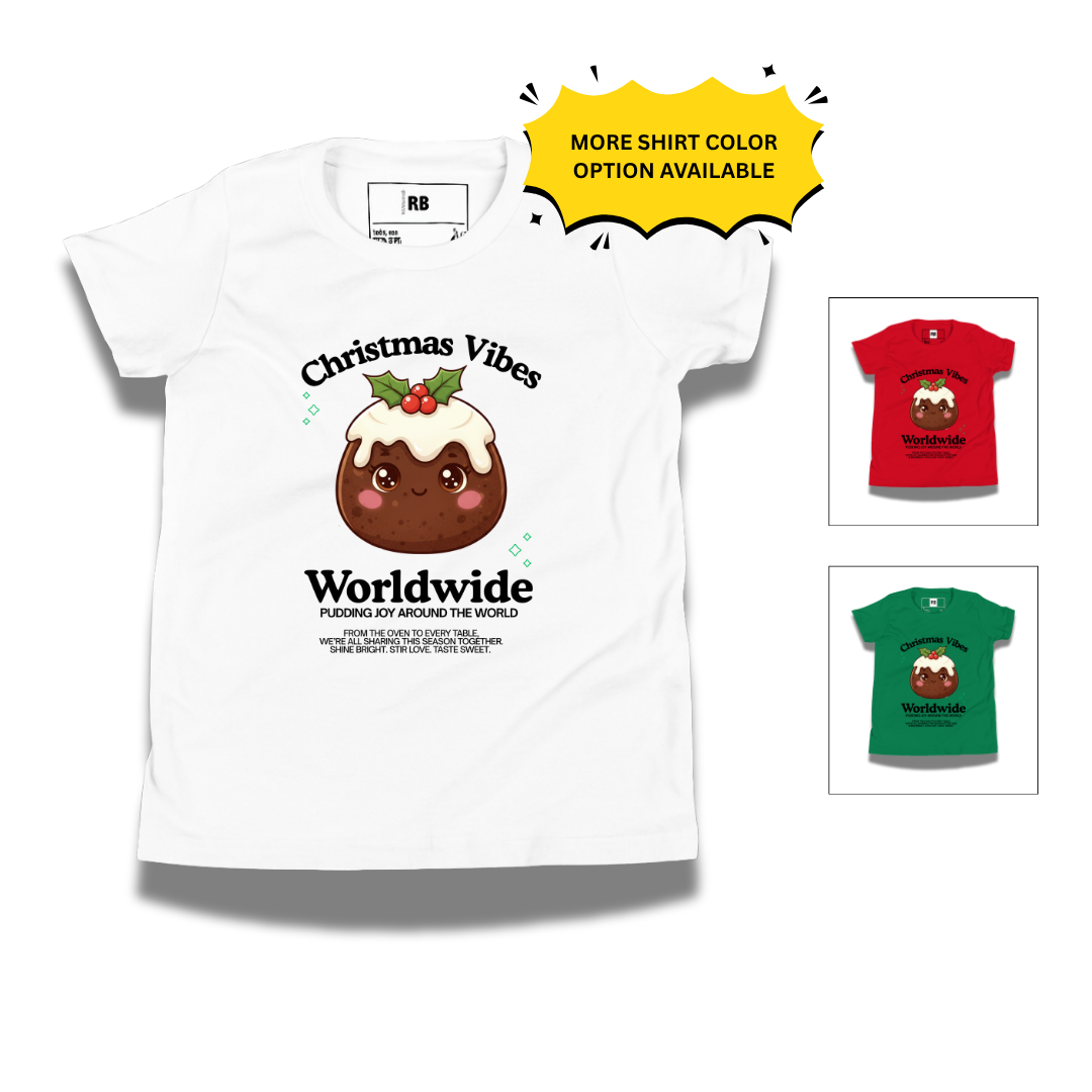 &quot;Christmas Vibes Worldwide...&quot;- Black | Youth Short Sleeve T-Shirt | – RB Designa Co