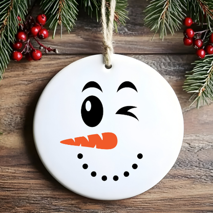 Winking Snowman Face Kids &amp; Babies Ornament