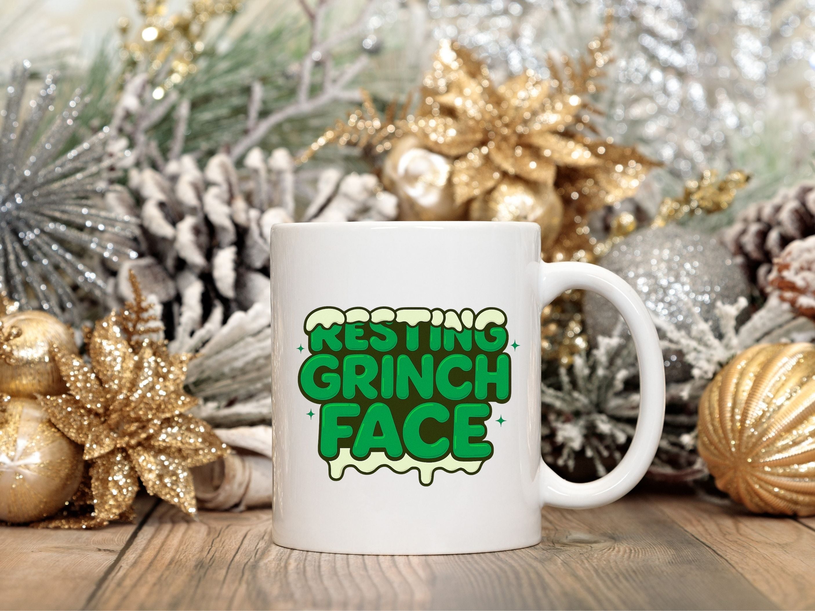 Resting Grinch Face Humbag White Mug