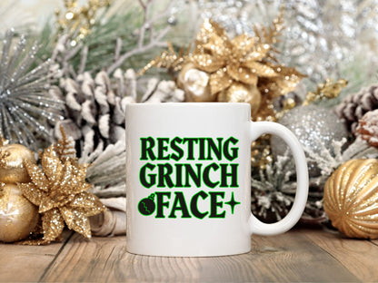 Resting Grinch Face Goth1 Humbag White Mug