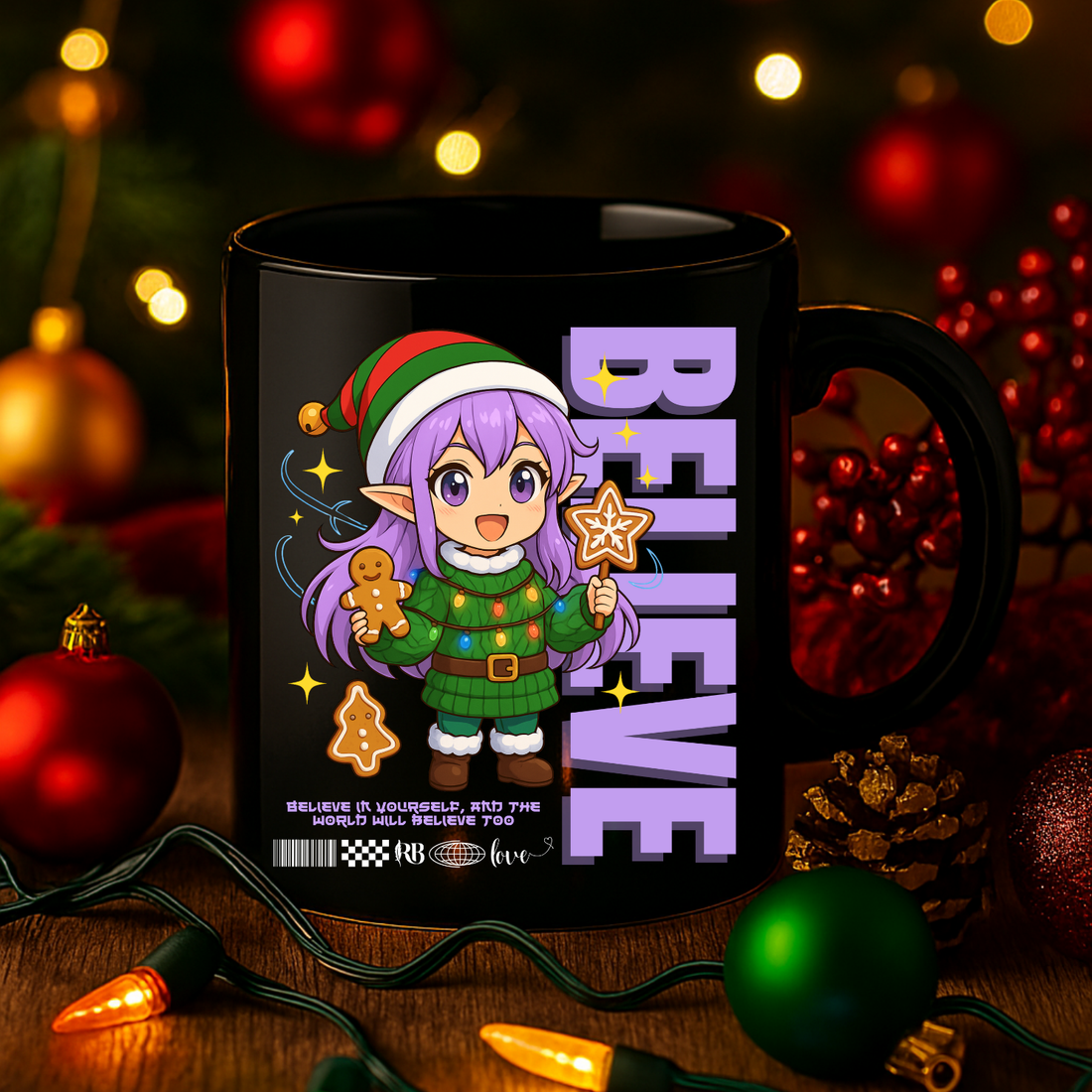 &quot;Believe&quot; | Black Glossy Mug
