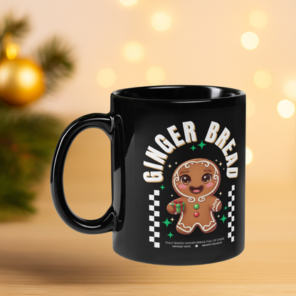 Gingerbread Joy- White | Black Glossy Mug