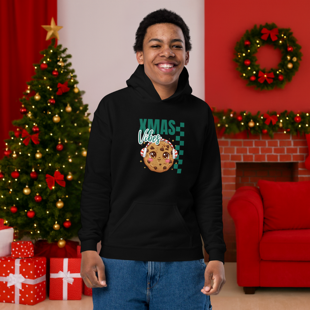 "Xmas Vibes Cookie"- Green | Youth Hoodie