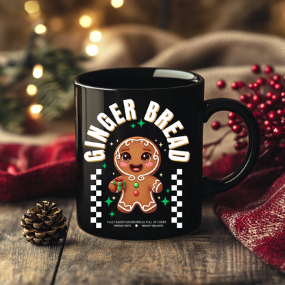 Gingerbread Joy- White | Black Glossy Mug
